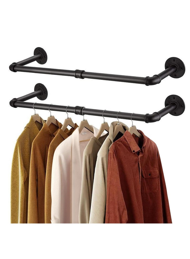 XiuWoo 2 Pack Industrial Pipe Wall Mounting Clothes Rack, Removable Retro Metal Clothes Rail, Heavy Duty Clothes Rail, Bathroom Towel Holder, Hanging Clothes Rods for Bathroom, Bedroom  - Image 1
