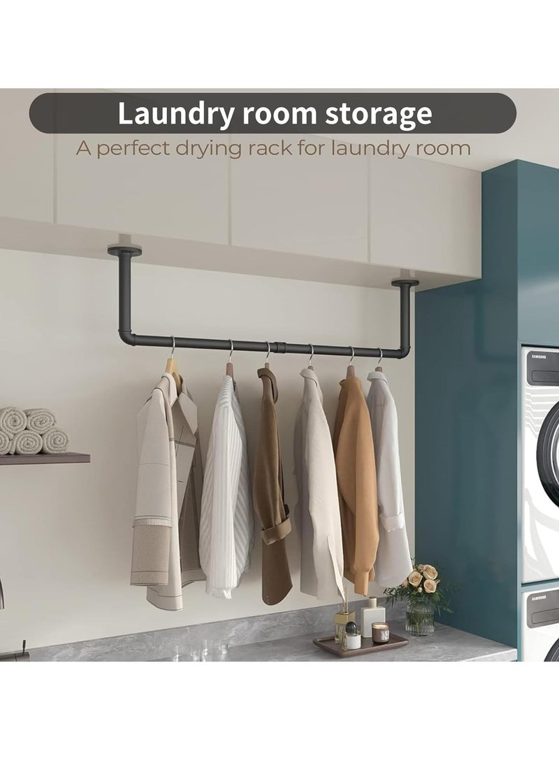XiuWoo 2 Pack Industrial Pipe Wall Mounting Clothes Rack, Removable Retro Metal Clothes Rail, Heavy Duty Clothes Rail, Bathroom Towel Holder, Hanging Clothes Rods for Bathroom, Bedroom  - Image 2