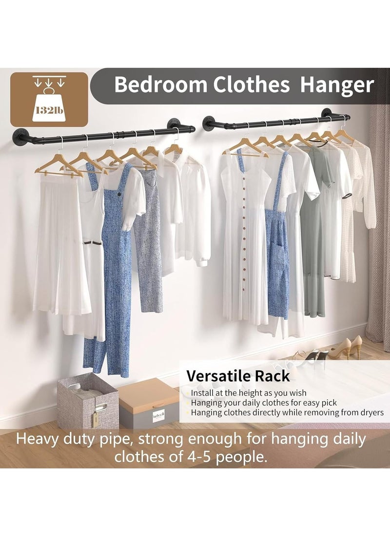 XiuWoo 2 Pack Industrial Pipe Wall Mounting Clothes Rack, Removable Retro Metal Clothes Rail, Heavy Duty Clothes Rail, Bathroom Towel Holder, Hanging Clothes Rods for Bathroom, Bedroom  - Image 4