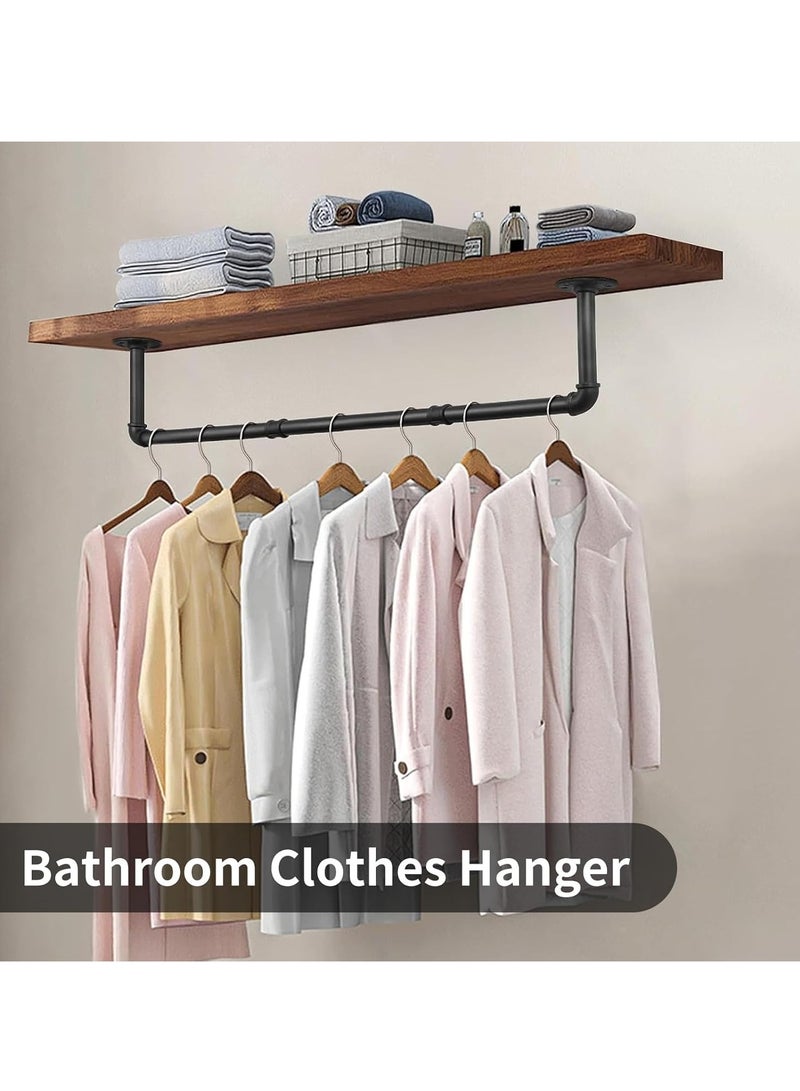 XiuWoo 2 Pack Industrial Pipe Wall Mounting Clothes Rack, Removable Retro Metal Clothes Rail, Heavy Duty Clothes Rail, Bathroom Towel Holder, Hanging Clothes Rods for Bathroom, Bedroom  - Image 3