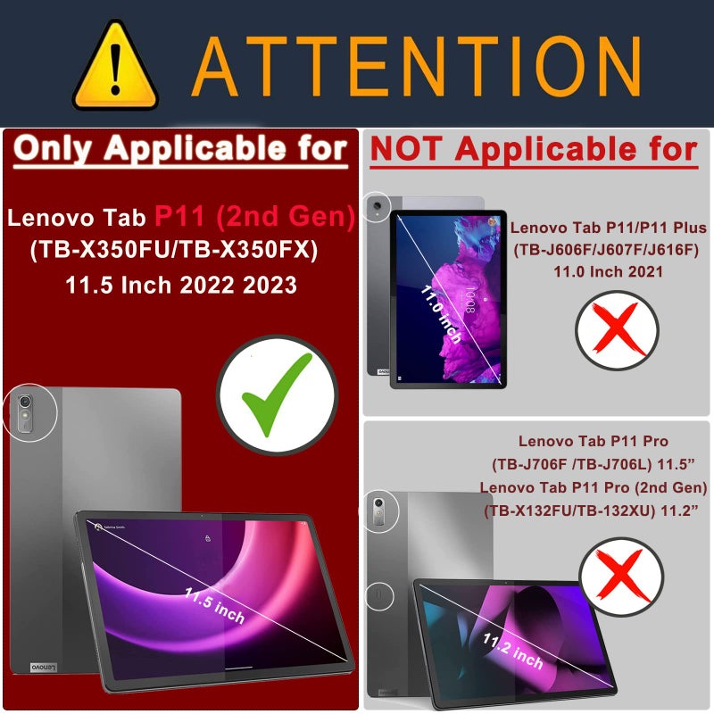 ATOOZ for Lenovo Tab P11 Gen 2 11.5 Inch 2023 Case, Kids Soft Silicone Cover With PC Stand, Shockproof for Lenovo P11 2nd Gen 11.5 Tablet (Black) - Image 2