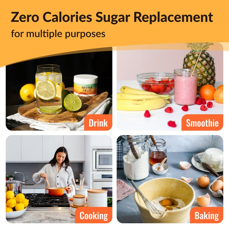 NAMANNA Pure Monk Fruit Sweetener No Erythritol-Zero calorie sugar substitute, Zero Carb, Sugar free From Monk Fruit Extract, Great For Coffee, Baking, Diabetics, Paleo and keto Diet Friendly, No aftertaste, Non GMO, Vegan (7% Mog V, 200g, 1110 Servings) - 1 Pack - Image 5