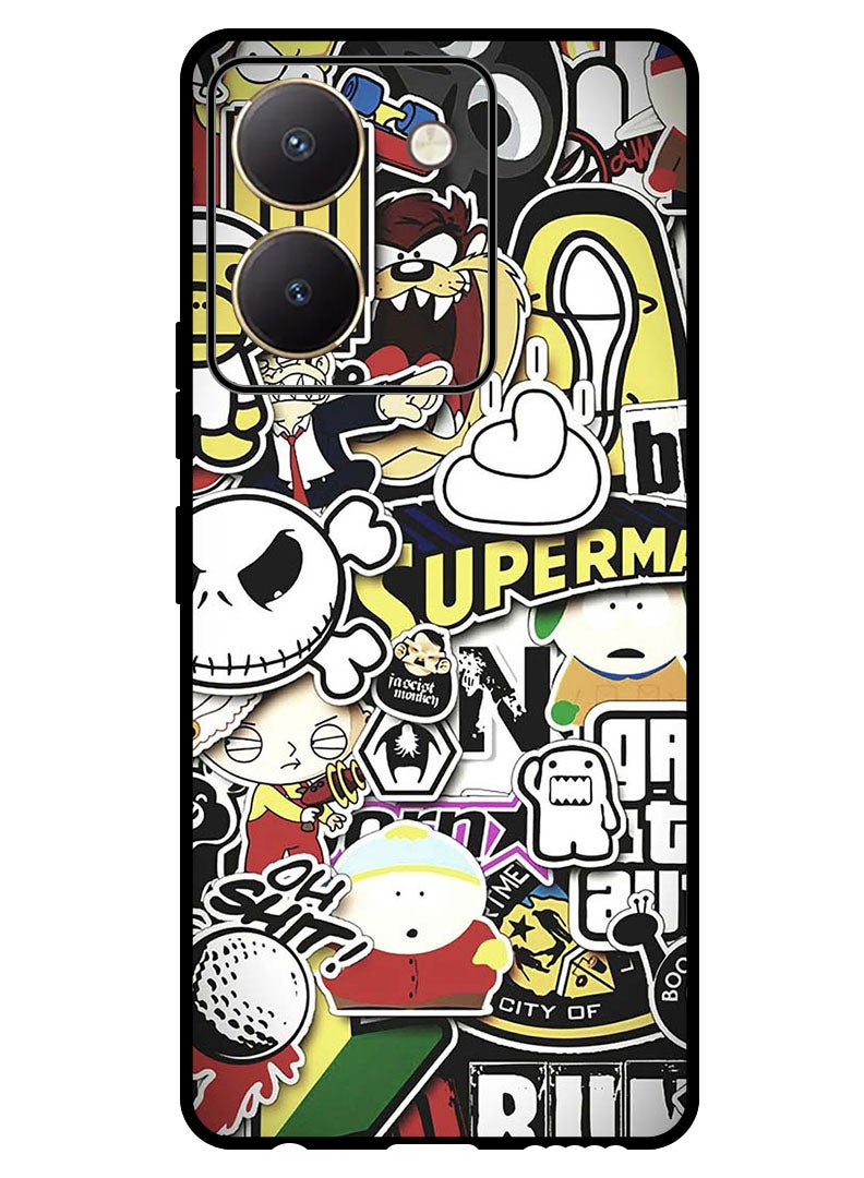 Theodor Protective Case Anti Scratch Shock Proof Bumper Cover For Vivo Y27s Cartoon Collage - Image 1