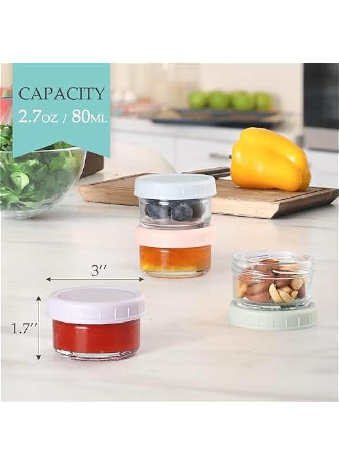 HOOKOR - 【6 Pack】 Salad Dressing Container To Go, 2.7 oz Glass Small Condiment with Lids, Dipping Sauce Cups Set, Leakproof Reusable for Lunch Box Work,Picnics and Travel - Image 1