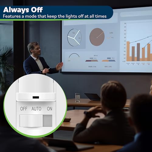 TOPGREENER In-Wall PIR Motion Sensor Light Switch, Single Pole Occupancy Sensor Switch, Motion Sensor Switch, Need Neutral Wire, Wall Plate Included, On/Off Override, 4A, 500W, TSOS5-W, White, 2 Pack - Image 5