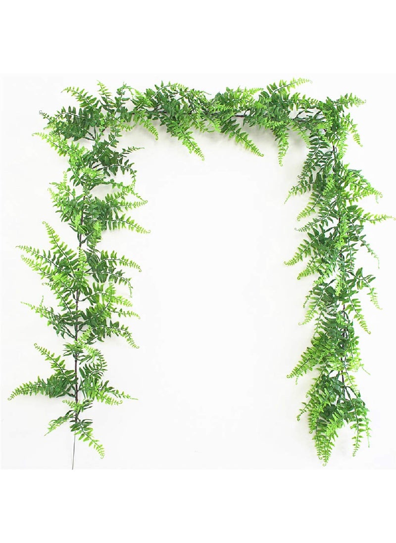 Fycooler Fycooler Faux Boston Ferns Plant Artificial Vines Hanging Leaves Greenery Garland Artificial Plants 62 Feet in Length for Wedding Backdrop Arch Wall Decoration Garden Home Decor 