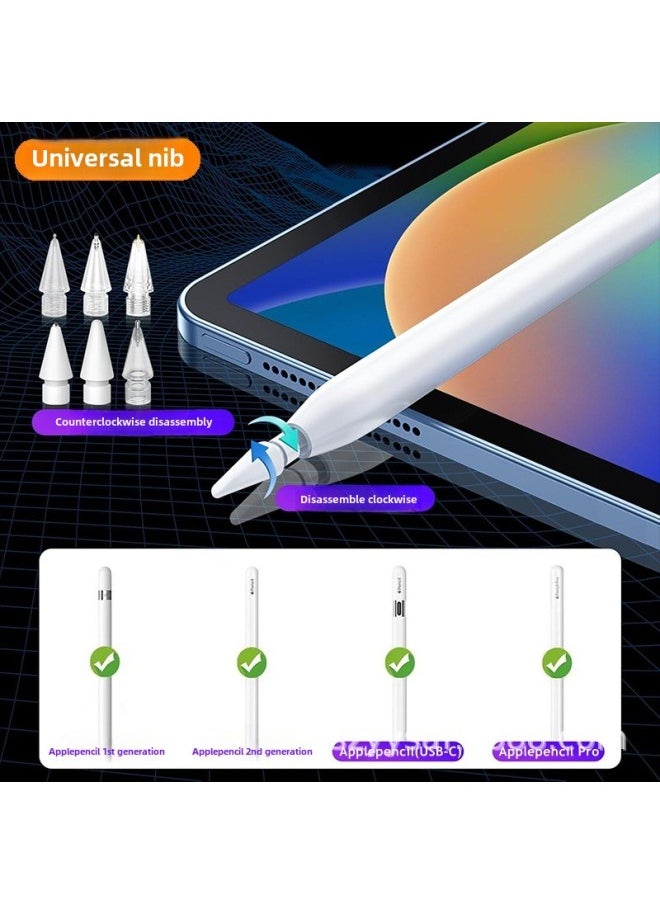 Generic - Apple Replacement Pen Tip For Applepencil1/2 Generation Pro Universal Pen Tip Silent Needle Pencil Tip-Specifications:6 Pack 2h Nib*6 - Image 1