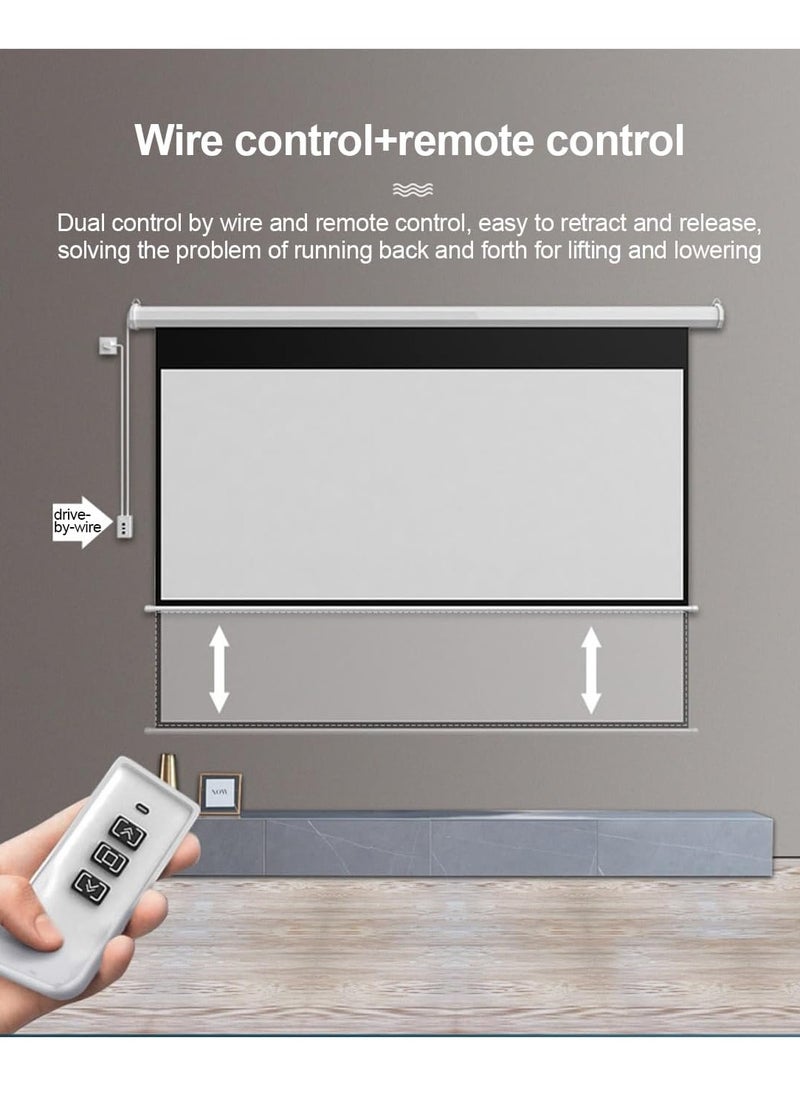 Flash Hawk 84 Inch 4:3 Wall Mount Electric Projector Screen Motorized Projection Curtain with Remote Control For Business/School/Office/Meeting  - Image 3