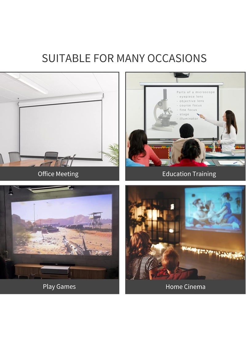 84 Inch 4:3 Wall Mount Electric Projector Screen Motorized Projection Curtain with Remote Control For Business/School/Office/Meeting