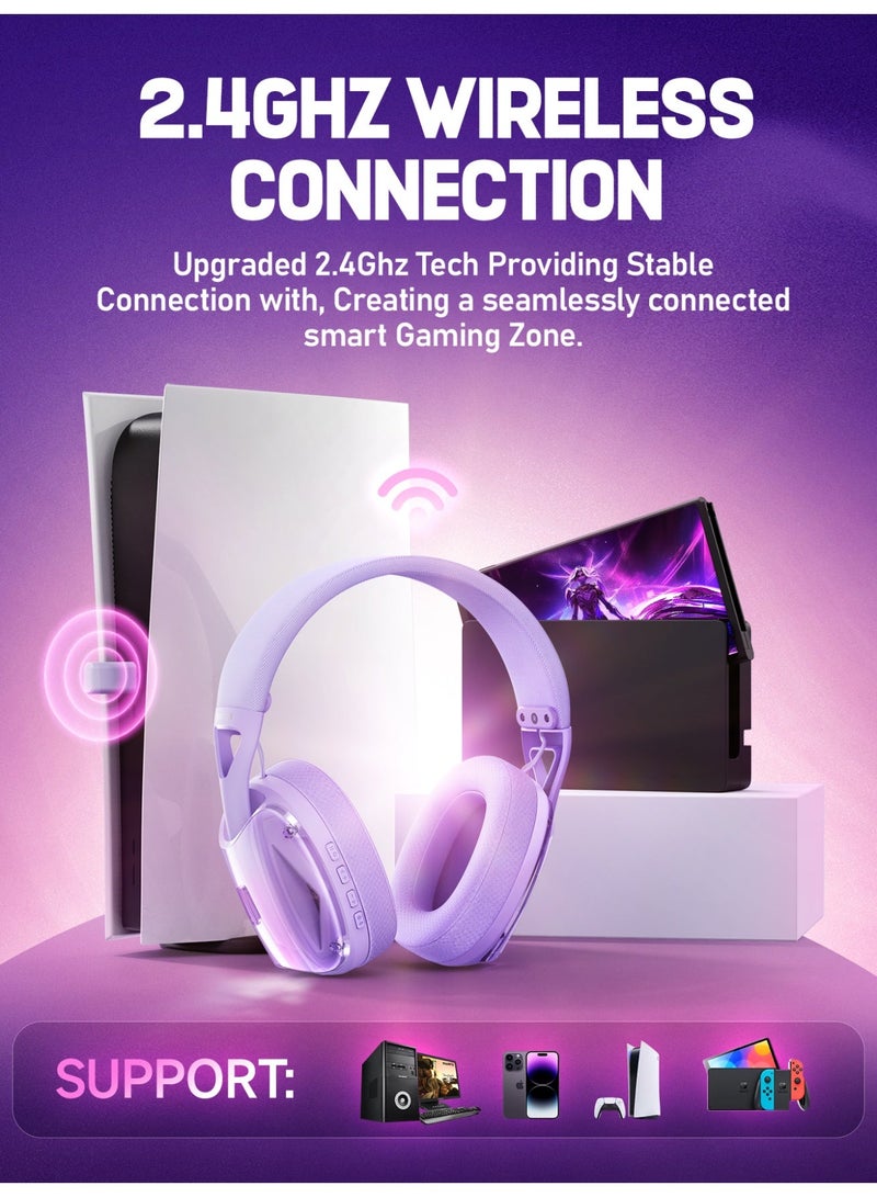 بيكن سماعة رأس لاسلكية للألعاب G1، ثلاثية الأوضاع 2.4 جيجاهرتز/بلوتوث/USB-C، صوت محيطي ثلاثي الأبعاد، صوت مكاني، ميكروفون عالي الدقة ENC، سماعات رأس خفيفة الوزن لألعاب PS5 والكمبيوتر الشخصي والهاتف - Image 2