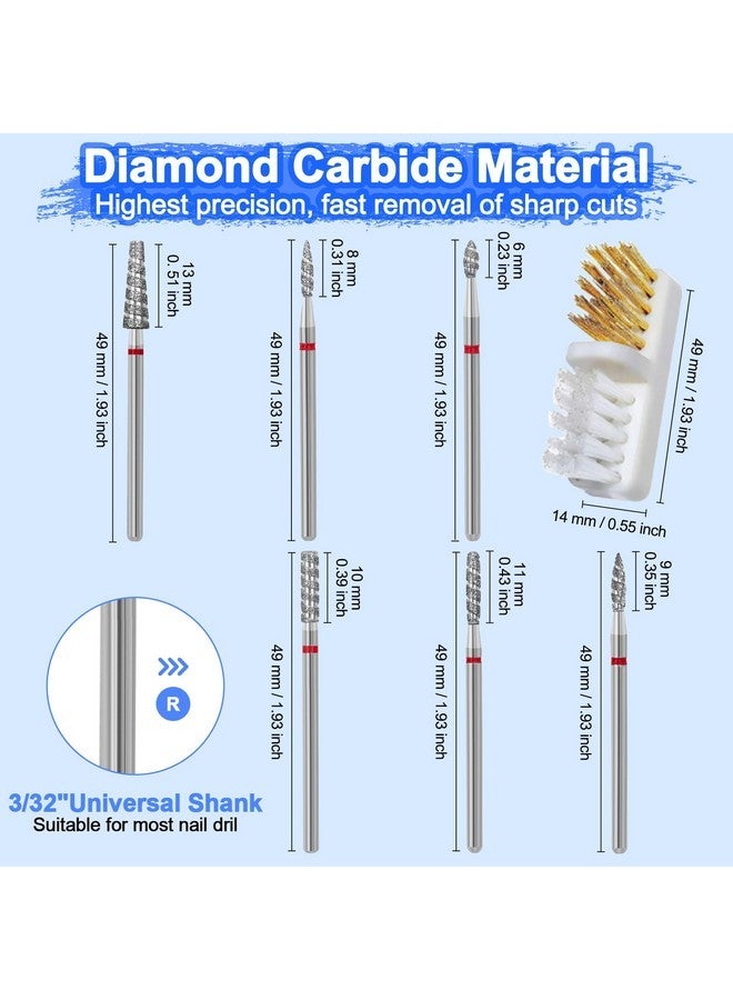 Diesisa 6 Pack Nail Drill Bits For Acrylic Nails, Diamond Carbide Nail Clipper Heads With Diamond Spiral Grooves, 3/32 Inch Cutter Attachment For Nail Preparation, Cuticle And Dead Skin Removal-Red - Image 4