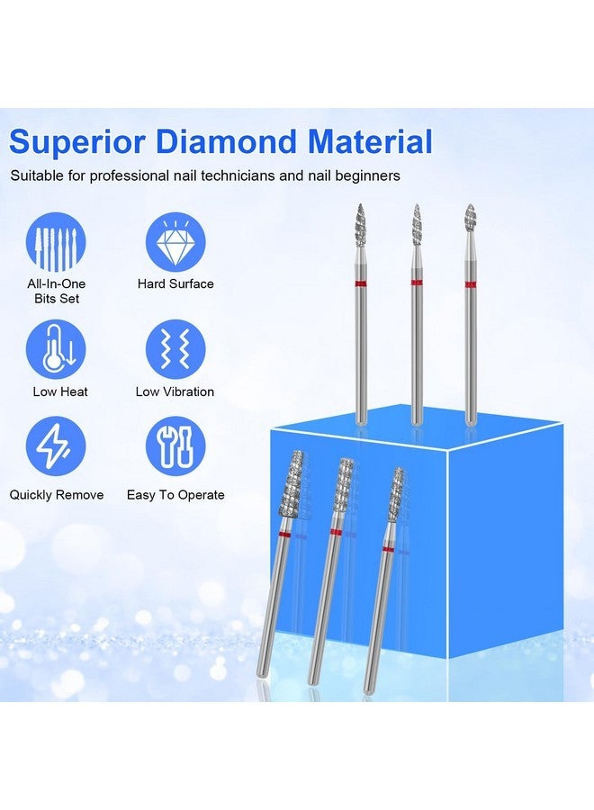 Diesisa 6 Pack Nail Drill Bits For Acrylic Nails, Diamond Carbide Nail Clipper Heads With Diamond Spiral Grooves, 3/32 Inch Cutter Attachment For Nail Preparation, Cuticle And Dead Skin Removal-Red - Image 5