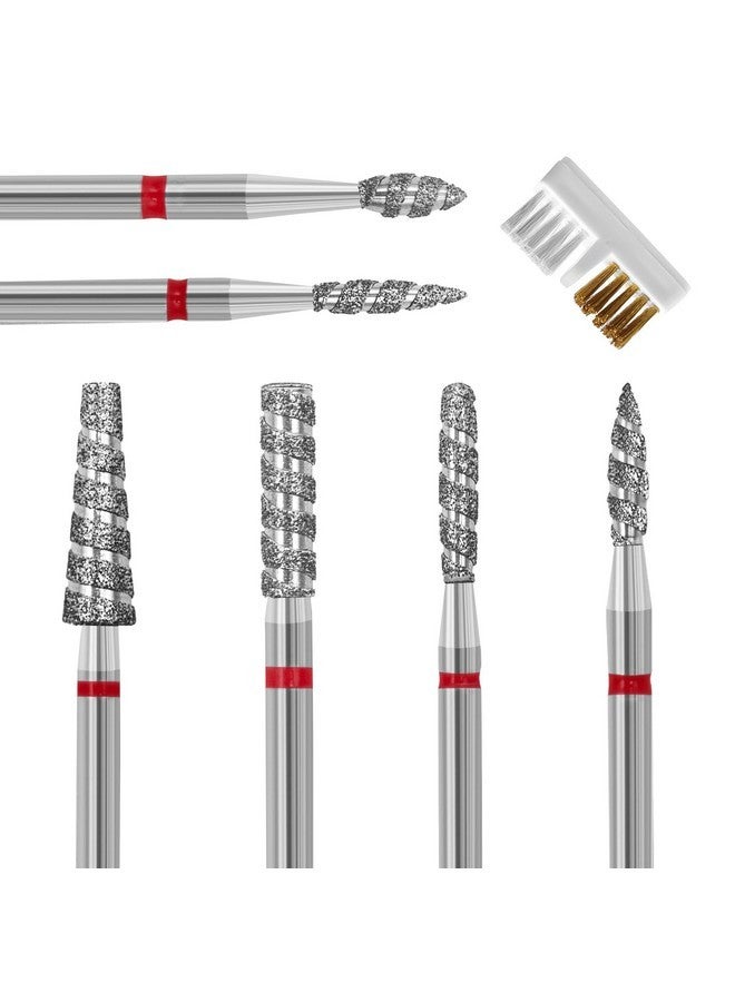 Diesisa 6 Pack Nail Drill Bits For Acrylic Nails, Diamond Carbide Nail Clipper Heads With Diamond Spiral Grooves, 3/32 Inch Cutter Attachment For Nail Preparation, Cuticle And Dead Skin Removal-Red - Image 1