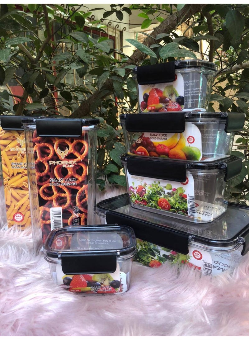 فينيكس طقم 7 علب حفظ بقوليات اكليريك ضد الكسر بغطاء محكم الغلق و مانع للانسكاب - Image 2