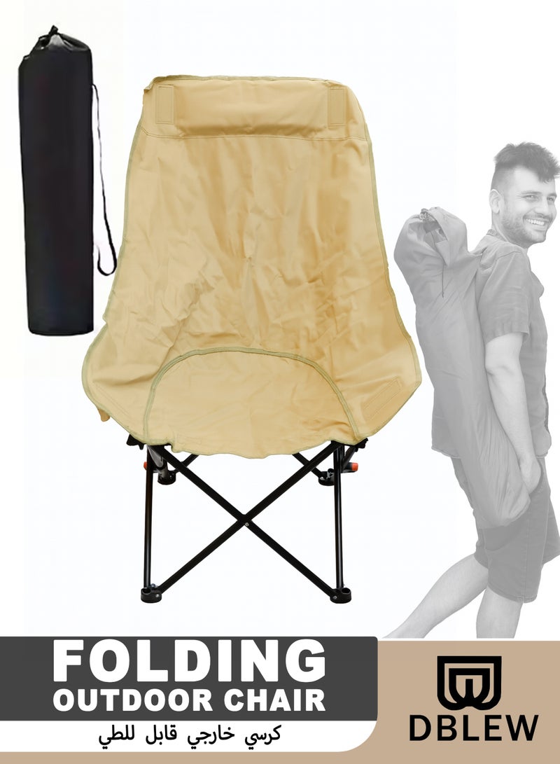 DBLEW كرسي تخييم قابل للتعديل وقابل للطي مع ظهر مرتفع، مسند رأس و جيب جانبي، كرسي خارجي محمول خفيف الوزن مع مسند ظهر بزاوية 3 أوضاع وحقيبة حمل للتخييم، الصيد، رحلات الشاطئ، النزهات والحفلات الخارجية - Image 1