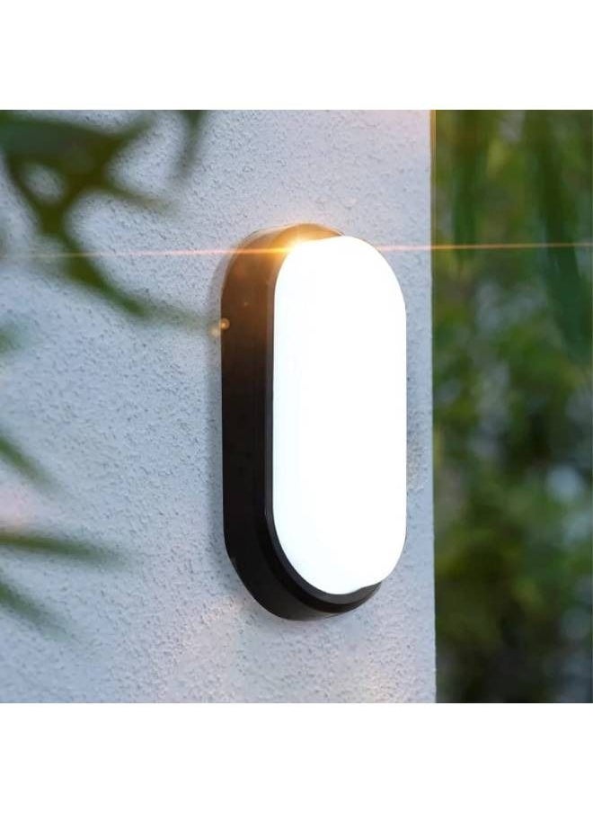 Royal Apex - LED Surface Mounted Oval Bulkhead Light Fitting With Black Trim IP65 Waterproof 18W Daylight - Image 1