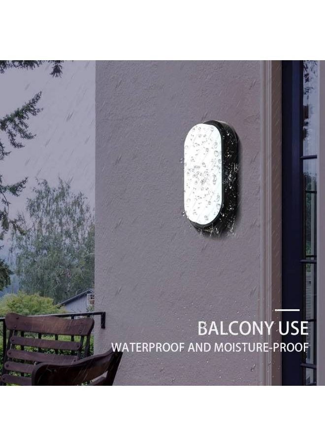 Royal Apex - LED Surface Mounted Oval Bulkhead Light Fitting With Black Trim IP65 Waterproof 18W Daylight - Image 1
