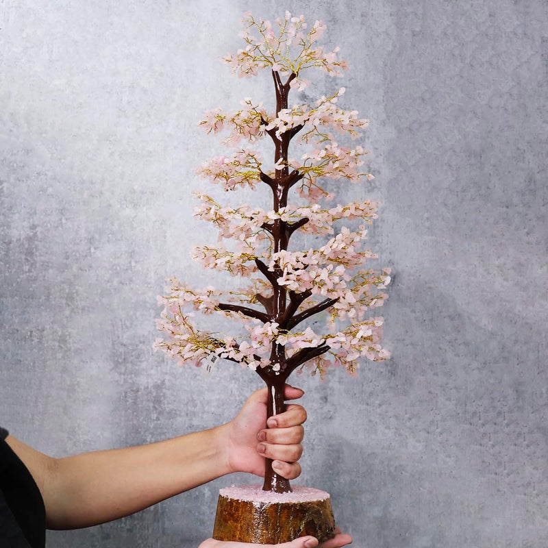 Shubhanjali Shubhanjali Rose Quartz Crystal Tree with 1500 BeadsBig Size Velentine Gift Home Decoration Items for Living Room Showpiece Healing Item Pack of 1  - Image 2