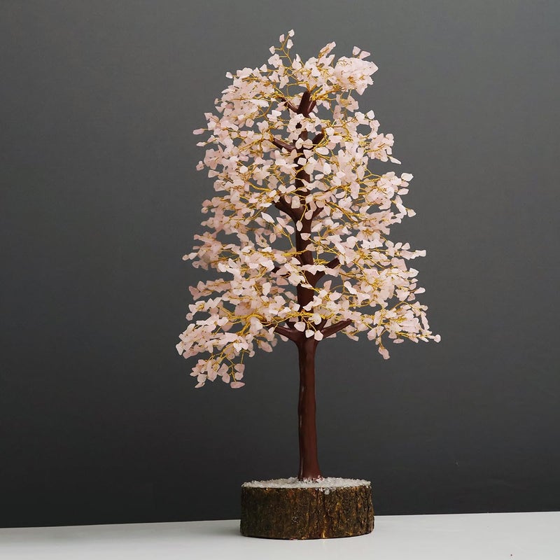 Shubhanjali Shubhanjali Rose Quartz Crystal Tree with 1500 BeadsBig Size Velentine Gift Home Decoration Items for Living Room Showpiece Healing Item Pack of 1  - Image 1