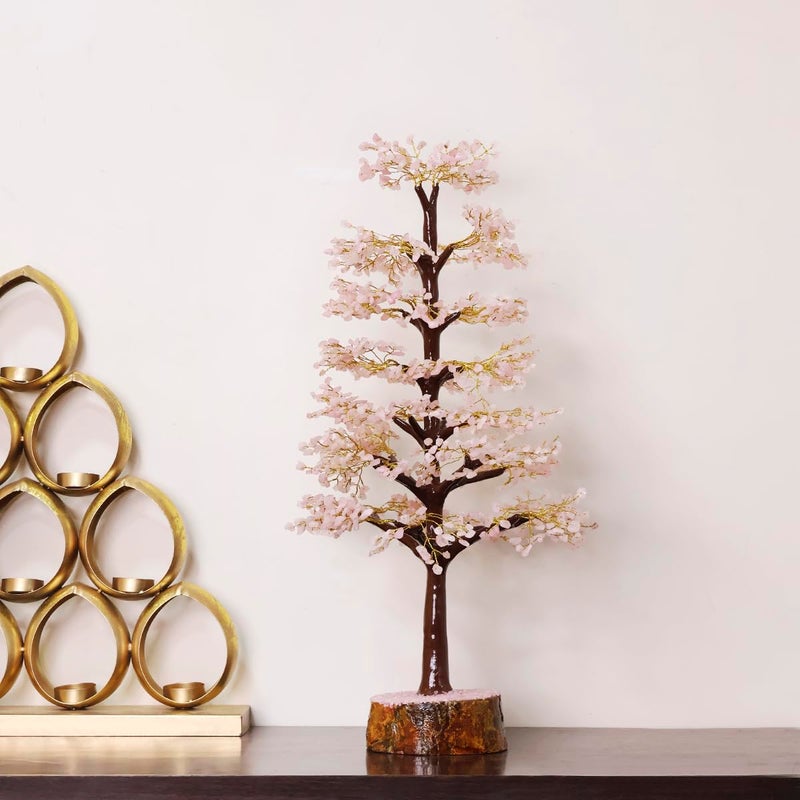 Shubhanjali Shubhanjali Rose Quartz Crystal Tree with 1500 BeadsBig Size Velentine Gift Home Decoration Items for Living Room Showpiece Healing Item Pack of 1  - Image 4