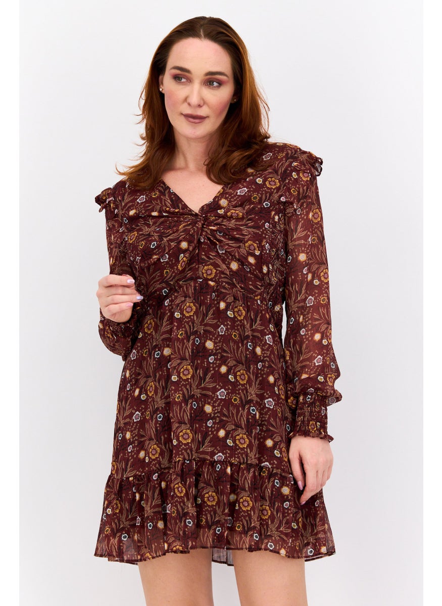 Women Floral Print Mini Dress, Maroon Combo - pzsku/Z0560F88275DD6DC24609Z/45/_/1737642225/e765ec81-ca02-495a-88ff-2be9391ada45