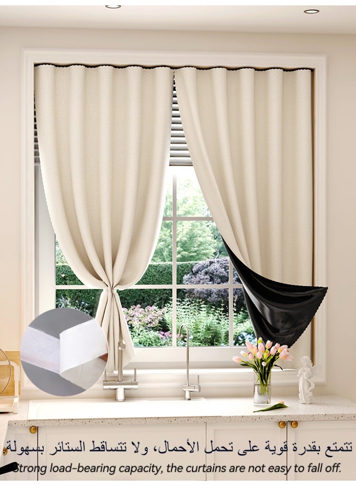 نامالو ستائر مزدوجة بنسبة 100% لمنع الضوء، تثبيت سهل بشريط لاصق، لا حاجة للحفر، مناسبة للنوافذ بمختلف الأحجام، لغرف النوم والمطابخ وغرف المعيشة وغيرها - Image 1