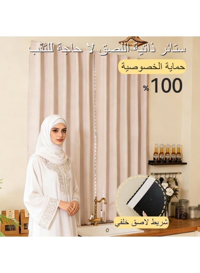 2 pieces of 100% blackout curtains, easy to install with Velcro, no drilling required, suitable for windows of all sizes, ideal for bedrooms, kitchens, living rooms, and more - view 2