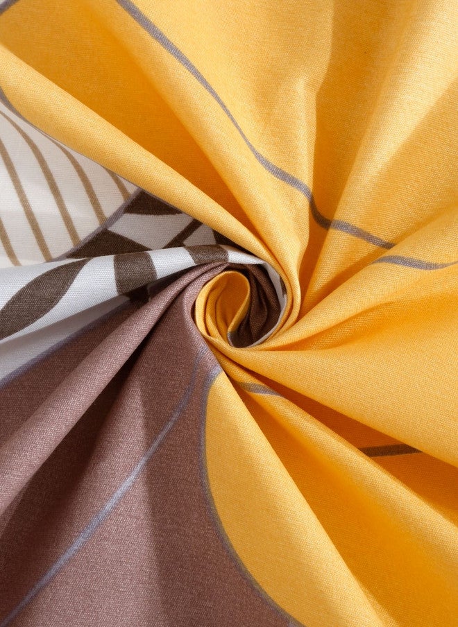 Arrabi Yellow Leaf Polycotton 300 TC Fitted King Fine Bedsheet with 2 Pillow Covers - Image 5