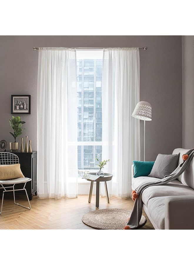 erorex 2 Pcs Window Sheer Curtains Long Panels Sheer Curtains With Ring Top Elegant Drapes Sheer Curtain Clear Transparent Basic Rod Pocket Panel Decor For Bedroom Living Room Yard Kitchen - Image 2
