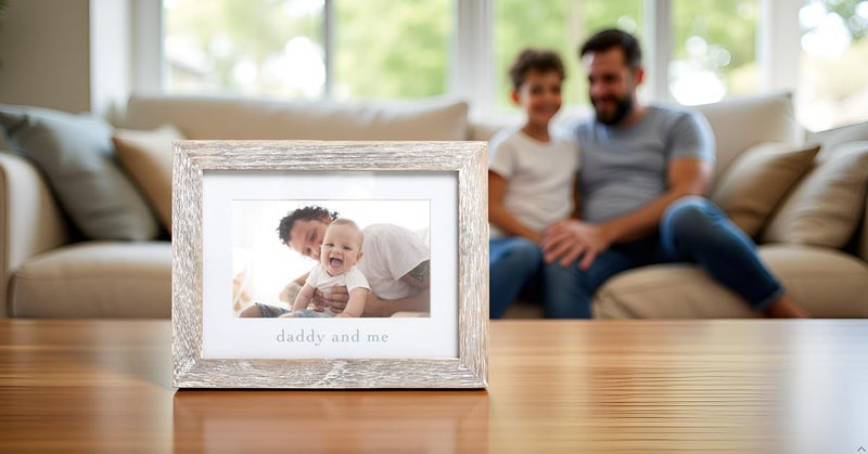 pearhead Daddy and Me Picture Frame, Baby Photo Keepsake, Father's Day Gift, Gender-Neutral Nursery Decoration, 4" x 6" Display, Distressed Wood - Image 4