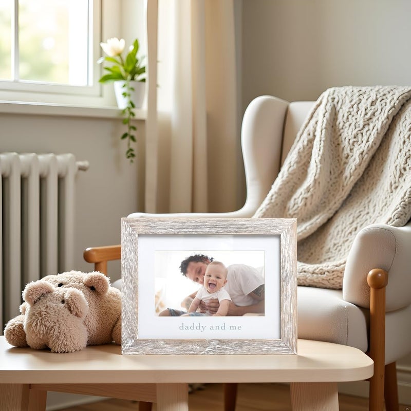 pearhead Daddy and Me Picture Frame, Baby Photo Keepsake, Father's Day Gift, Gender-Neutral Nursery Decoration, 4" x 6" Display, Distressed Wood - Image 3