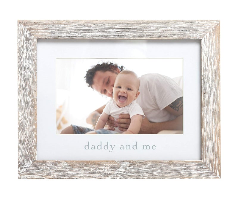 pearhead Daddy and Me Picture Frame, Baby Photo Keepsake, Father's Day Gift, Gender-Neutral Nursery Decoration, 4" x 6" Display, Distressed Wood - Image 1