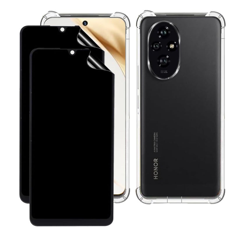 Lukione 12pcs Compatible with Honor 200 5G Clear Case  Privacy Screen Protector Slim Fit Scratch Resistant Soft TPU Reinforced Corners Protective Transparent Cover Shockproof AntiShatter