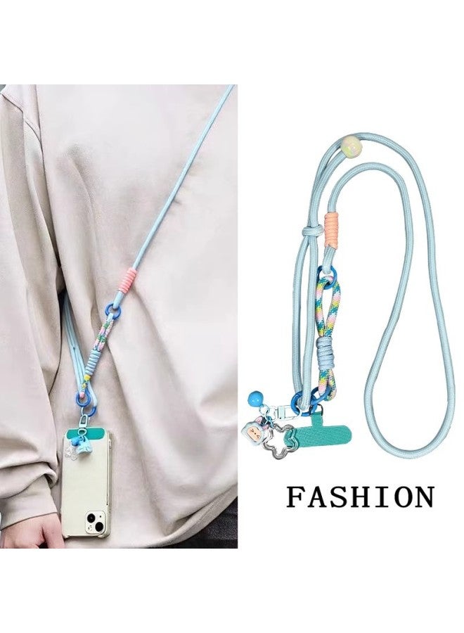 Color‑Block Woven Crossbody Phone Lanyard, Multi‑Functional Adjustable Anti‑Lost Anti‑Drop Long Phone Strap - Image 2