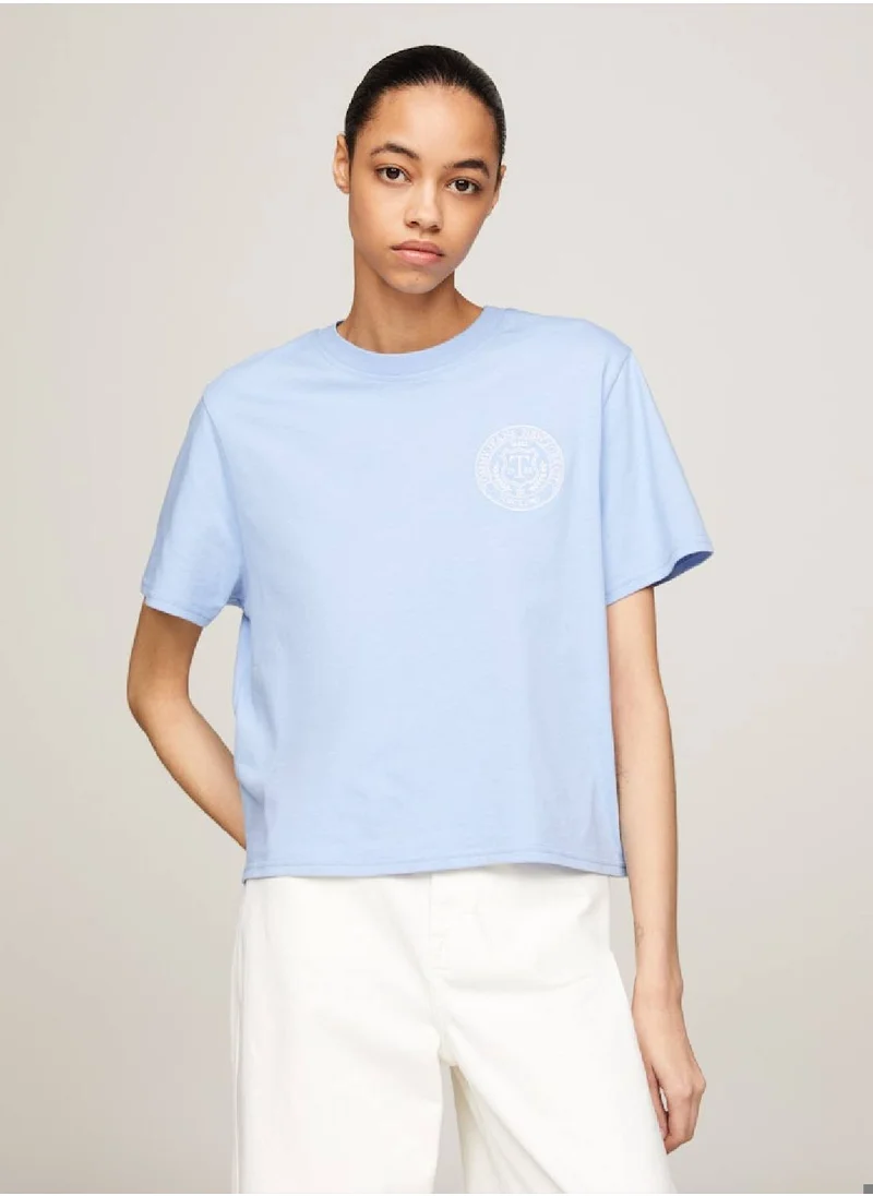 TOMMY JEANS Women's Luxe Prep Back Logo Boxy T-Shirt -  Pure cotton, Blue