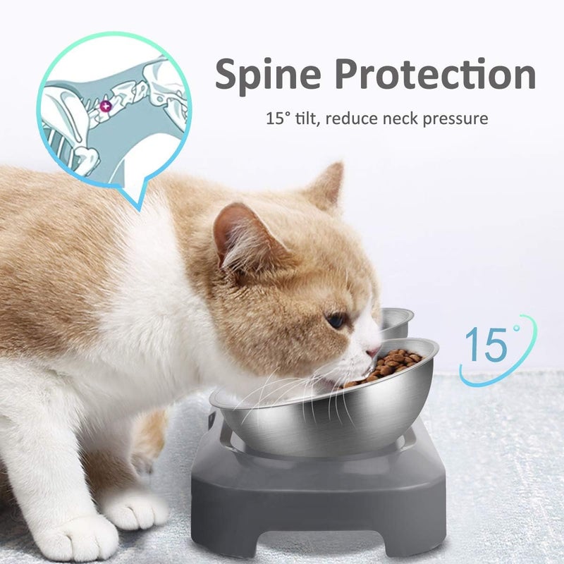 AYADA Stainless Steel Cat Food Bowl, 15-Angle, Ergonomic Design Reduces Vomiting - Image 3