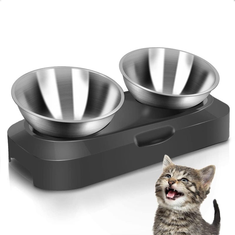 AYADA Stainless Steel Cat Food Bowl, 15-Angle, Ergonomic Design Reduces Vomiting - Image 1