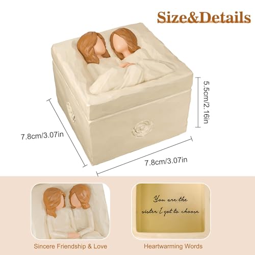 Eremaoy Best Friend Birthday Gifts for Women Forever Friends Friendship Gifts for Women Valentines Gift for Sister Sculpted HandPainted Jewelry Keepsake Box - Image 3