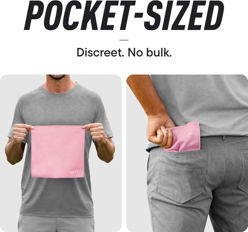DRYKI Sweat Absorbing Handkerchiefs - The Original Pocket-Sized Sweat Towels - Quick-Dry Microfiber Sweat Rags for Face, Hands, & Body - Men & Women - Gym, Sports, and Work (Pink: 5 Pack) - Image 4