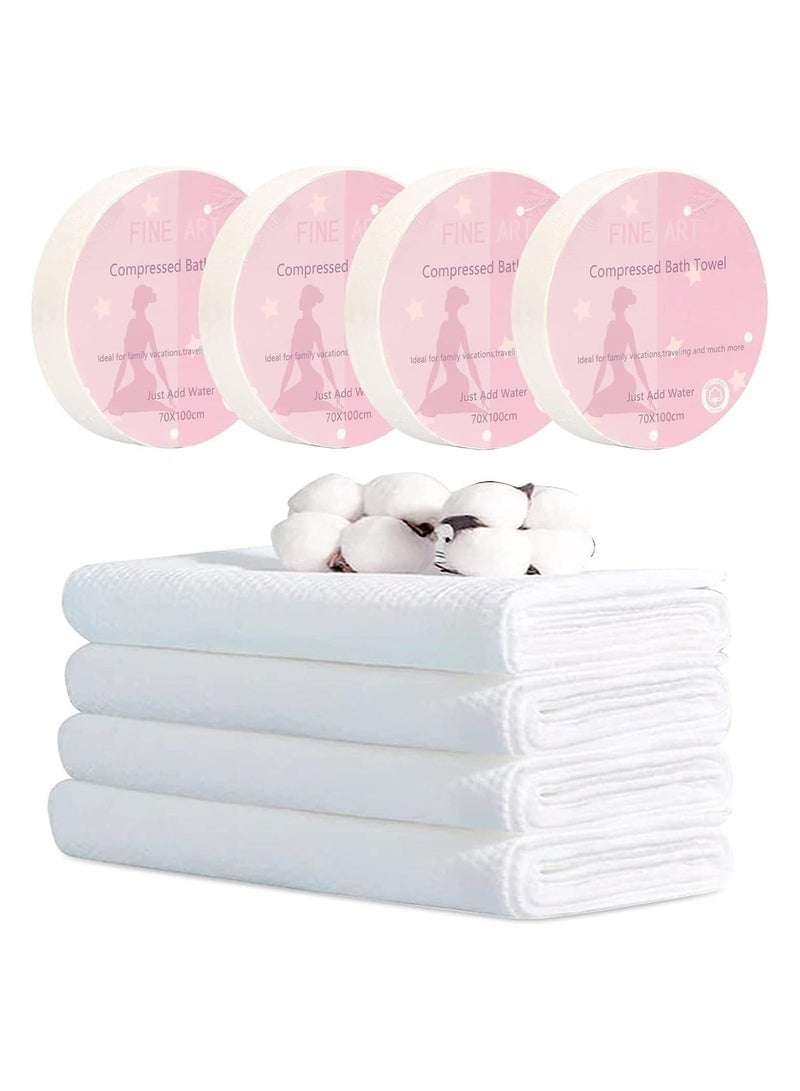 Large Compressed Towel 39 x 27 inch Disposable Cotton Bath Towels Portable Light and Reusable Suitable for Hiking Camping Beach Swimming and Traveling (5 PCS) - Image 1