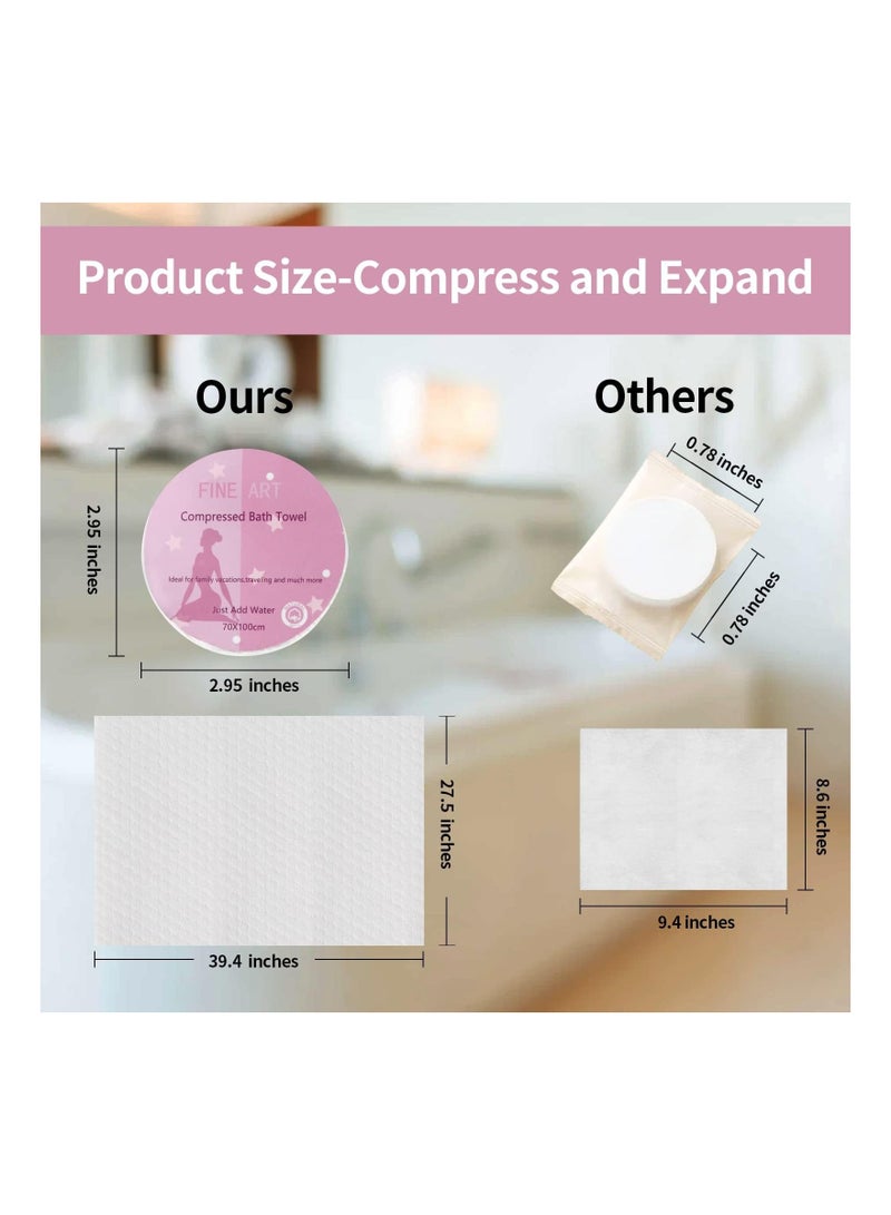 Large Compressed Towel 39 x 27 inch Disposable Cotton Bath Towels Portable Light and Reusable Suitable for Hiking Camping Beach Swimming and Traveling (5 PCS) - Image 2