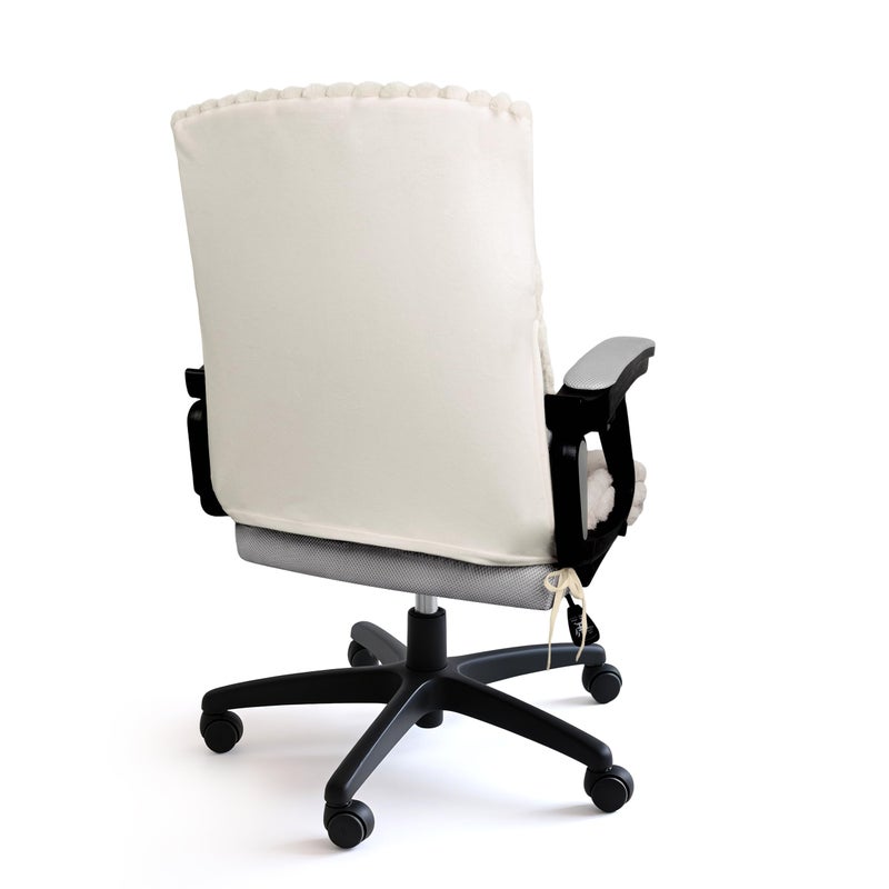 AELS Faux Fur Striped Office Chair Cover, Desk Chair Cover Computer Office Chair Covers - Fits Desk Chair/Armchair, Soft Breathable Fabric - Washable & Removable for Home & Office, Beige - Image 3