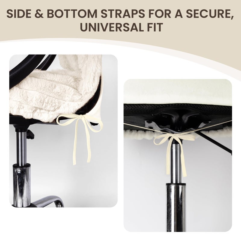AELS Faux Fur Striped Office Chair Cover, Desk Chair Cover Computer Office Chair Covers - Fits Desk Chair/Armchair, Soft Breathable Fabric - Washable & Removable for Home & Office, Beige - Image 5