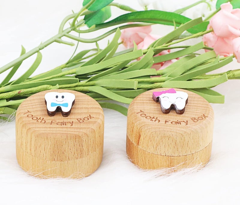 Malihome Tooth Fairy Box for Girls and Boys Wooden Cute Tooth Box with 3D Tooth Lost Teeth Storage for Kids Dropped Tooth Keepsake Box Gift Blue - Image 2