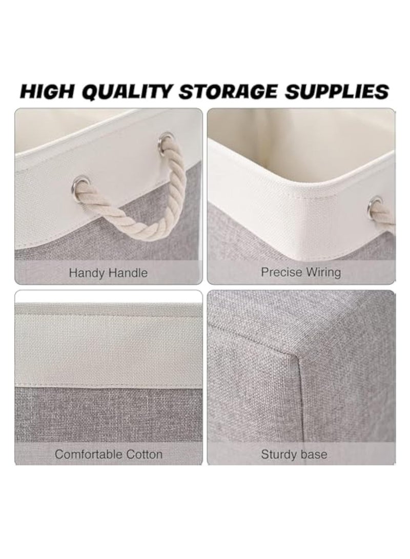 Arabest 3 Pack Collapsible Storage Bins for for Organizing Toys, 41*31*20 Cm Storage Basket,Books, Shelves, Closet, Fabric Storage for Gift Closet Linen Organization (White & Grey) - Image 3