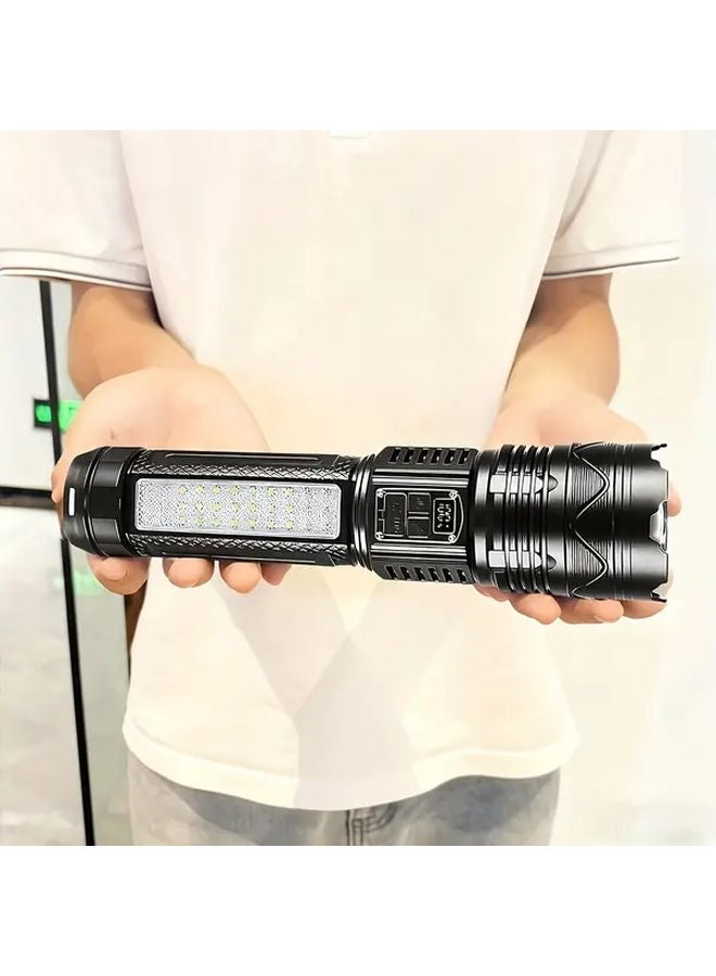 Black Outdoor LED Tactical Flashlight Power Bank USB Rechargeable For Camping Survival - Image 2