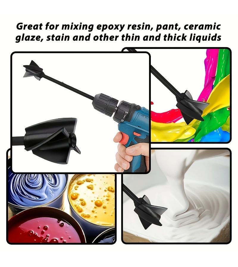 22cm Black Reusable Paint Stirrer for Epoxy Resin Mixing - Image 3