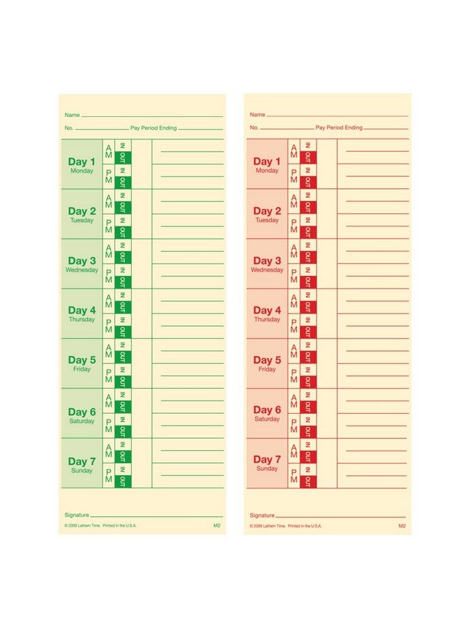 لاثيم بطاقات الوقت الأسبوعية من Lathem مزدوجة الجوانب لساعات Lathem موديل 2121/Sideprint Time Clocks 100 حزمة (M2100) - Image 3