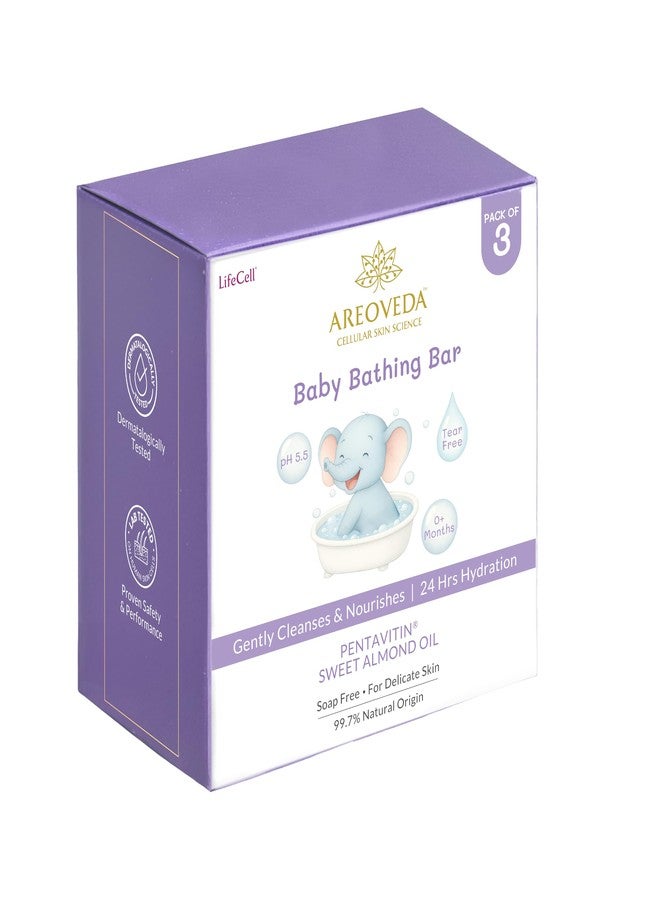 AreoVeda Baby Bathing Bar (100gm*3) | 24Hrs Hydration | Fights Germs | Lab Tested, EWG Verified, Cellularly Proven - Image 1