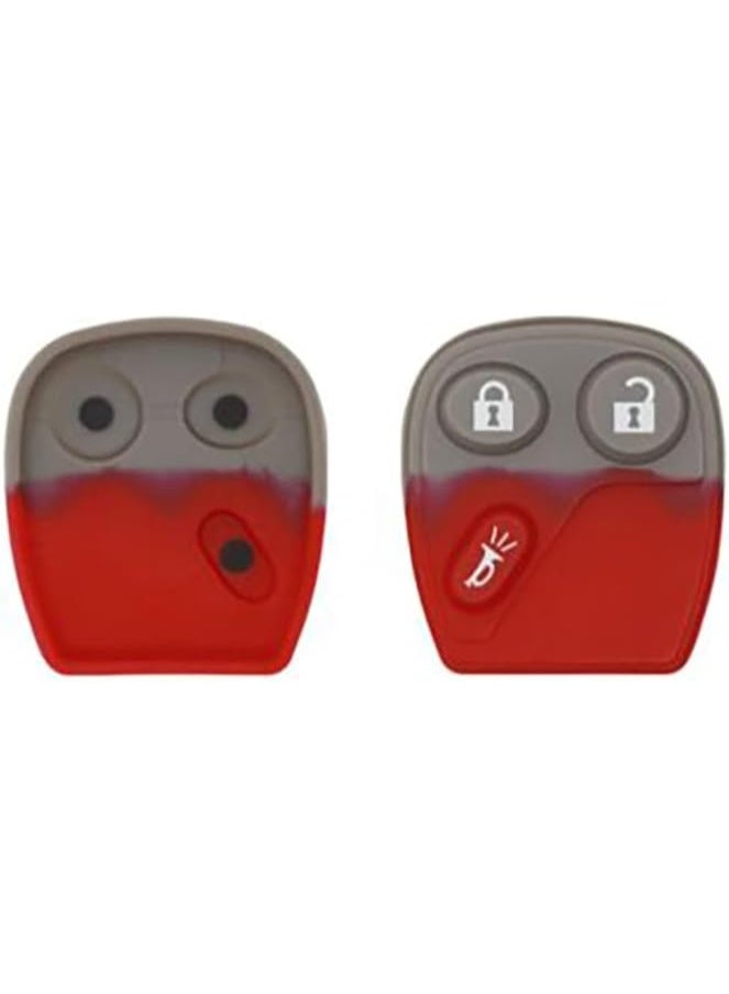 Arooma 3 Buttons Silicone Keyless Entry Remote Replacement Pad for GMC Sierra Yukon Saturn Vue Hummer H2 Chevrolet Avalanche Silverado Classic Body Style Suburban Tahoe Cadillac Escalade Grey/Red - Image 1